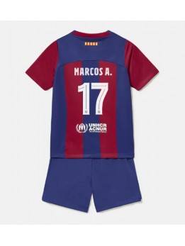 Barcelona Marcos Alonso #17 Heimtrikotsatz für Kinder 2023-24 Kurzarm (+ Kurze Hosen)